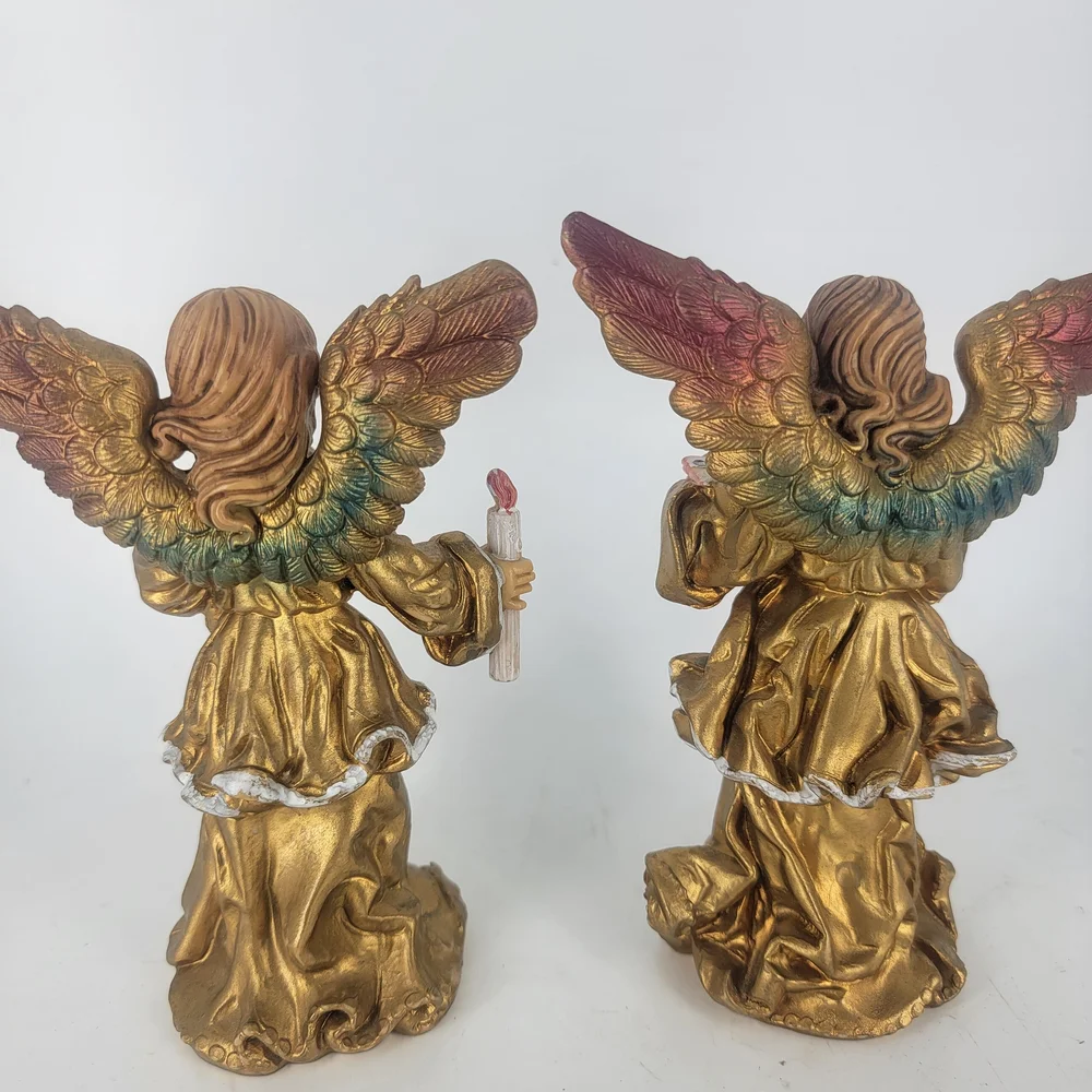Vtg 80's Nativity Angels Gloria Angel  March‎ Angel Made In Italy Polyresin 5.5